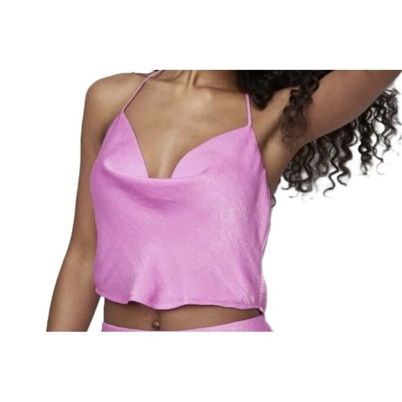 Wild Fable Sleeveless Satin Scarf Fully Lined Vibrant Purple Halter Top -- Large - Picture 1 of 5